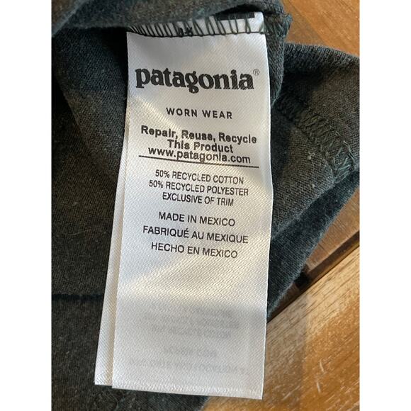 Patagonia Mens Text Logo Long-Sleeve Responsibili-Tee-Shirt Green Size S - Picture 6 of 9